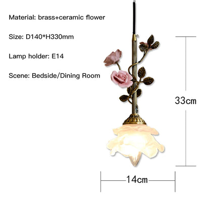Élise Vintage French Rose Copper Pendant Ceiling Light