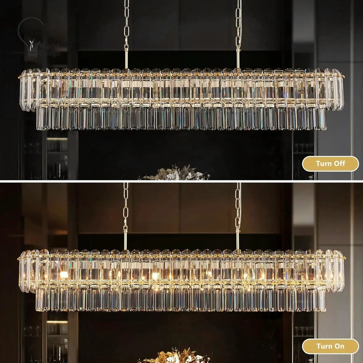 Geneviève Gold Crystal Dining Chandelier