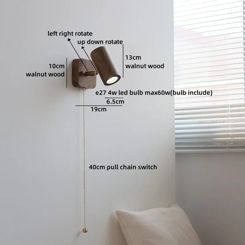 Camille Gold Copper Walnut LED Wall Lamp Japan Style