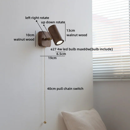 Camille Gold Copper Walnut LED Wall Lamp Japan Style