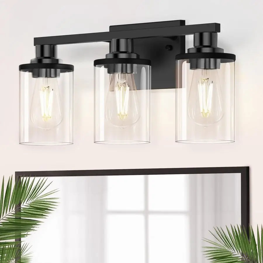Élodie 3-Light Black Bathroom Vanity Mirror Wall Lamp 17 Inch