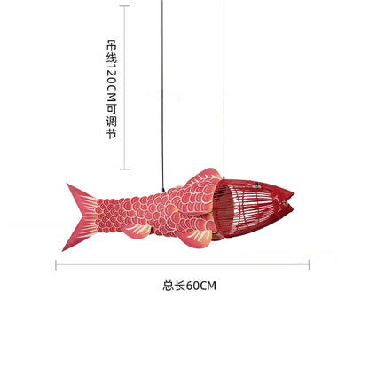 Koi Artisan Bambus-Fisch Pendelleuchte