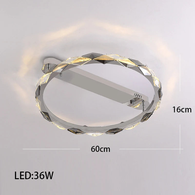 Élodie 2025 Moderner Ring Kristall LED Dimmbare Deckenleuchte Silber Dekor Lampe
