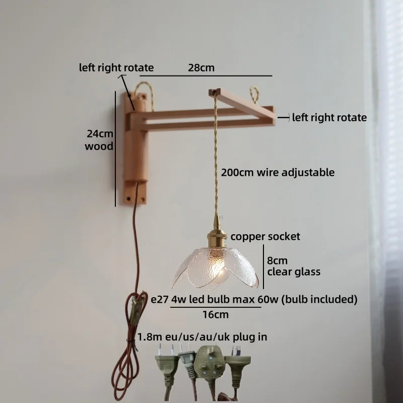 Élise Glasblumen Wandleuchte Flexibler Arm Nordisch