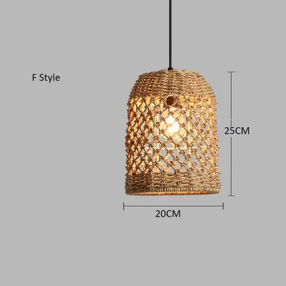Elise Japanische Rattan-Pendelleuchte E27 Geflochtener LED-Kronleuchter Beige