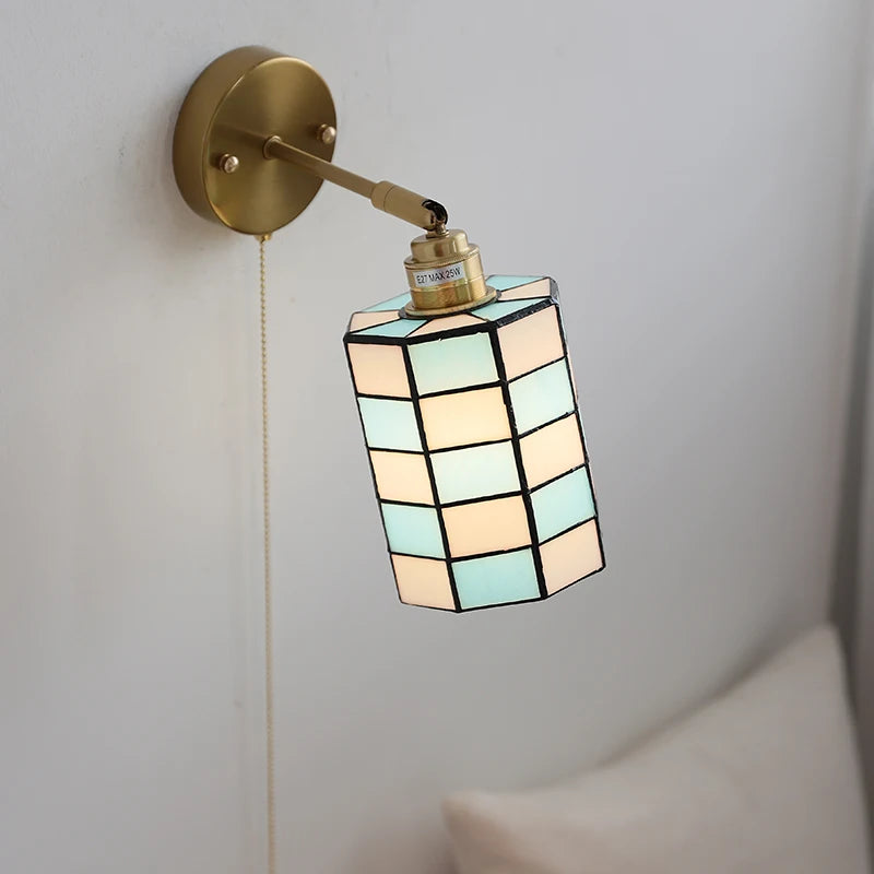 Isabelle Vintage Blue Glass Copper LED Wall Sconce