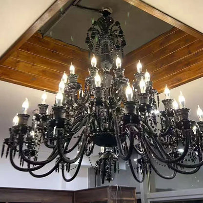 Schwarzer Kristall-Kronleuchter für Esszimmer- und Schlafzimmerbeleuchtung