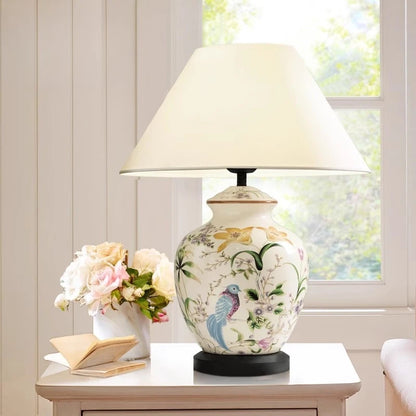 Blumen- und Vogel-Keramik-LED-Stehlampe für Schlafzimmer und Wohnzimmer