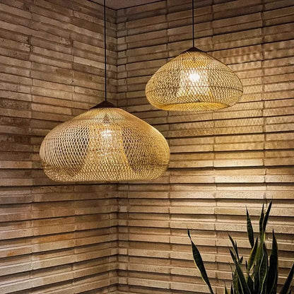 Sophie Wabi Sabi Rattan Pendelleuchte E27 Boho Esszimmerleuchte
