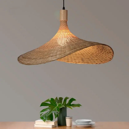 Élise Bambus handgestrickte Pendelleuchte E27 Japanischer Stil Lampe