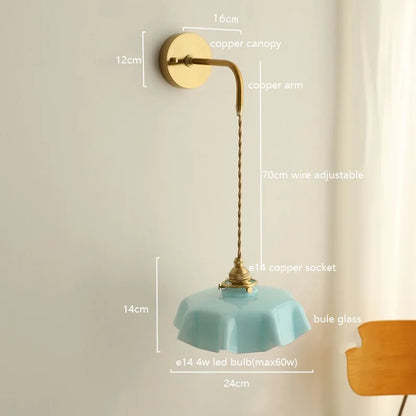 Élise Pink Glass Copper Wall Light