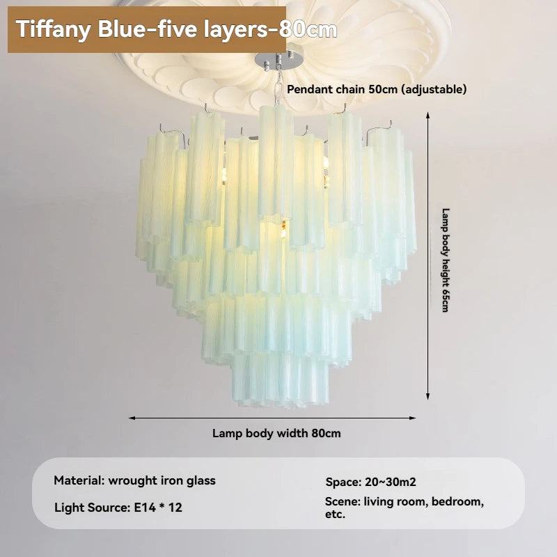 Camille Murano Glass Round Crystal Pendant Light Vintage Ceiling Lamp