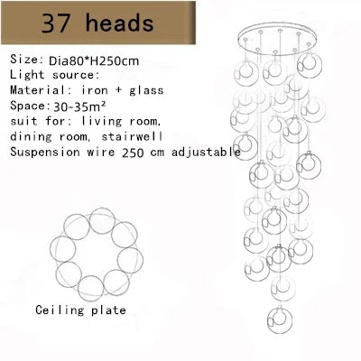 Aurélie Nordic Double Glas LED Deckenleuchter