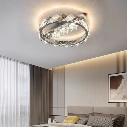 Sophie Moderne Chrom Kristall Ring LED Deckenleuchte Foyerlampe