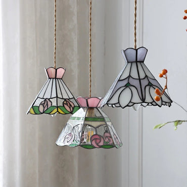 Camille Retro Buntglas-Pendelleuchte E27