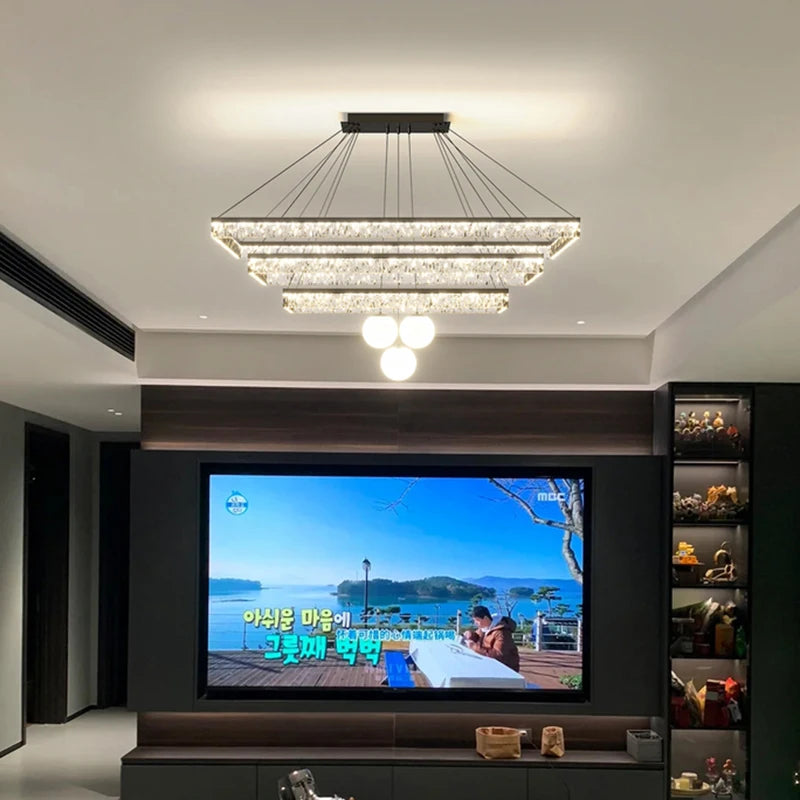 Modern LED Linear Pendant Chandelier – Minimalist Acrylic Ceiling Light for Living Room