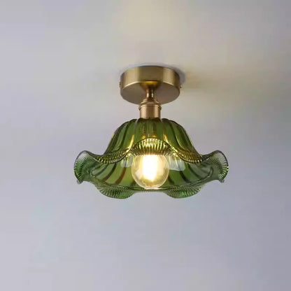 Valérie Vintage Art Deco Pendelleuchte aus Buntglas