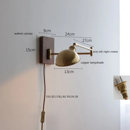 Colette Wood & Copper Adjustable Wall Light
