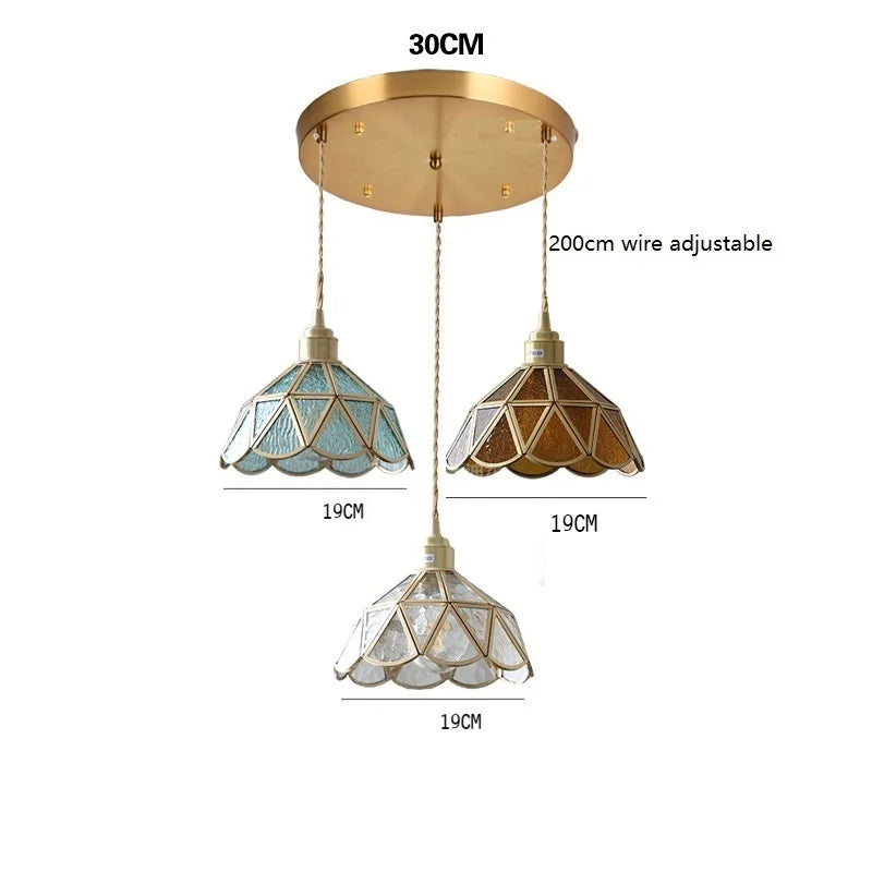 Camille Copper Glass Pendant Light Vintage Style
