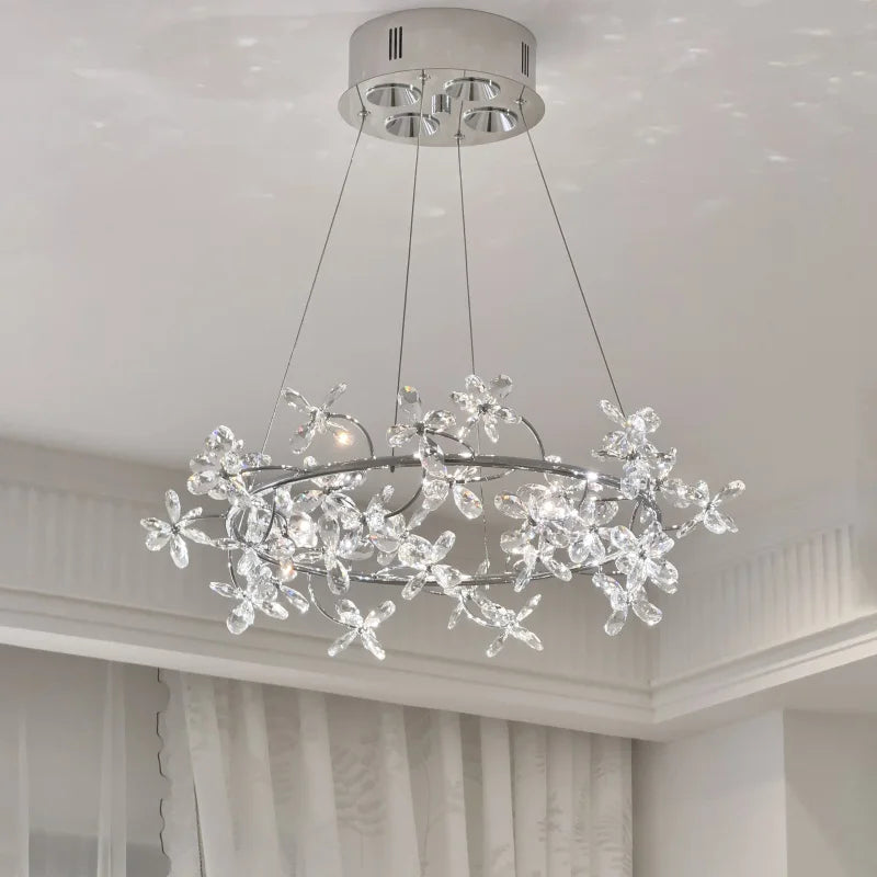 Camille French Crystal Wreath Pendant Lamp Princess Bedroom Light