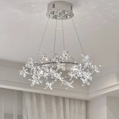 Camille French Crystal Wreath Pendant Lamp Princess Bedroom Light