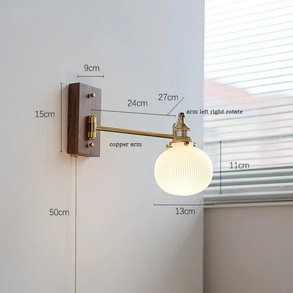 Colette Wood & Copper Adjustable Wall Light