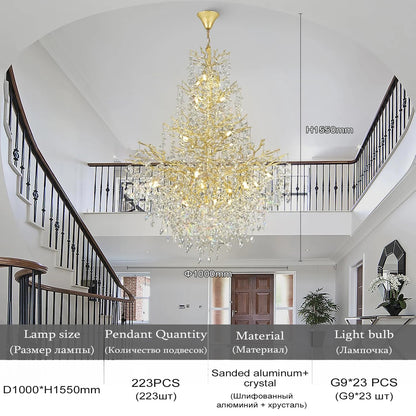 Kronleuchter mit Kristallbaumast-Anhänger für Loft und Treppenhaus