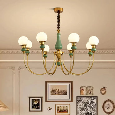 Geneviève Retro Gold Keramik-Kronleuchter