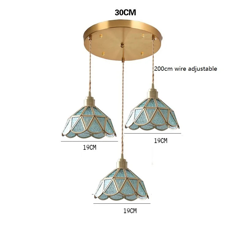 Camille Copper Glass Pendant Light Vintage Style
