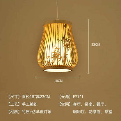Élise Bamboo Zen Pendant Lantern E27 Chinese Style Woven Light
