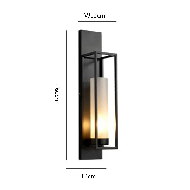 Liéna Modern Chinese Glass Wall Lamp Black Bedside Light
