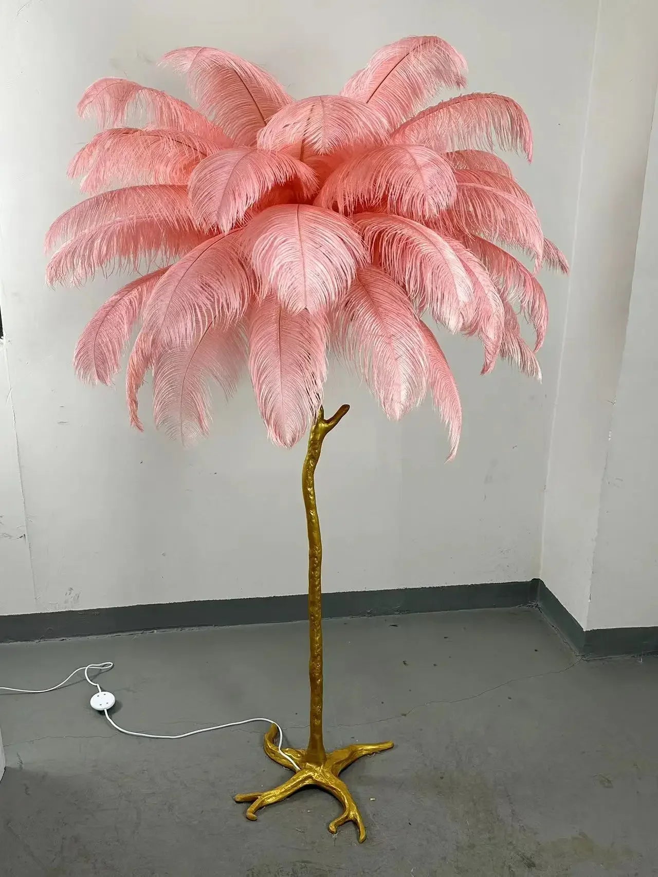 Camille Modern White Pink Feather Floor Lamp Romantic Foyer Decor Light