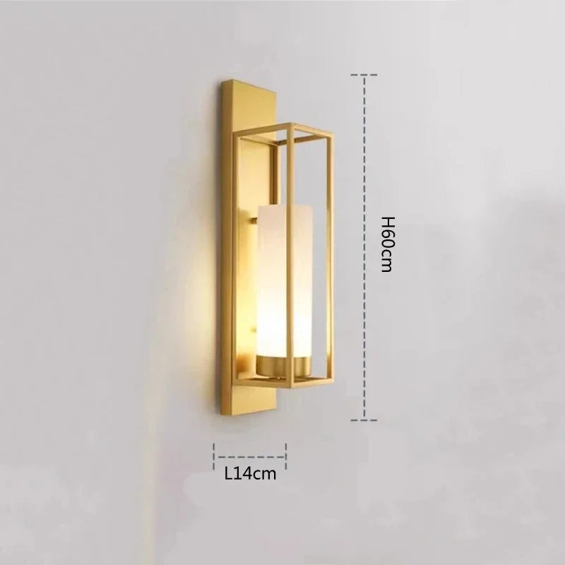 Liéna Modern Chinese Glass Wall Lamp Black Bedside Light