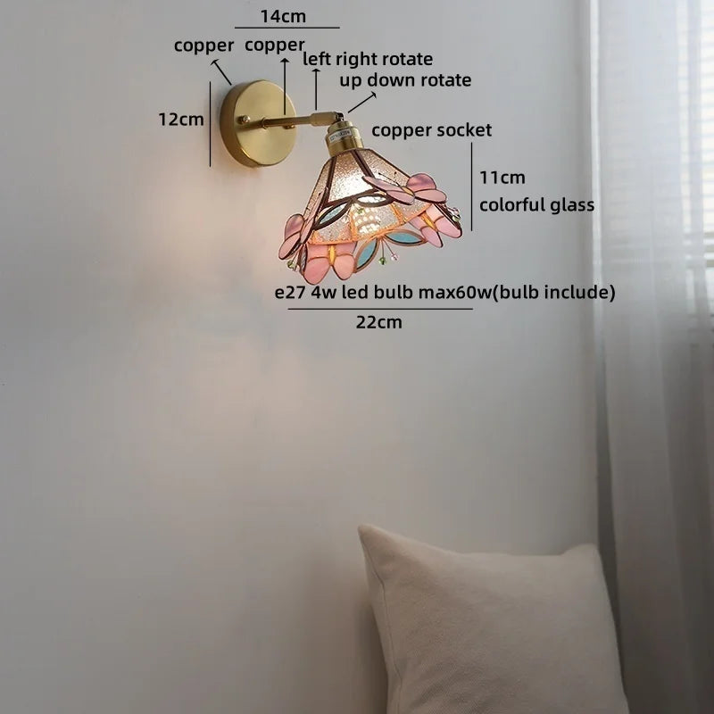 Isabelle Vintage Blue Glass Copper LED Wall Sconce