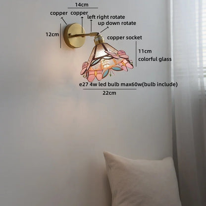 Isabelle Vintage Blue Glass Copper LED Wall Sconce