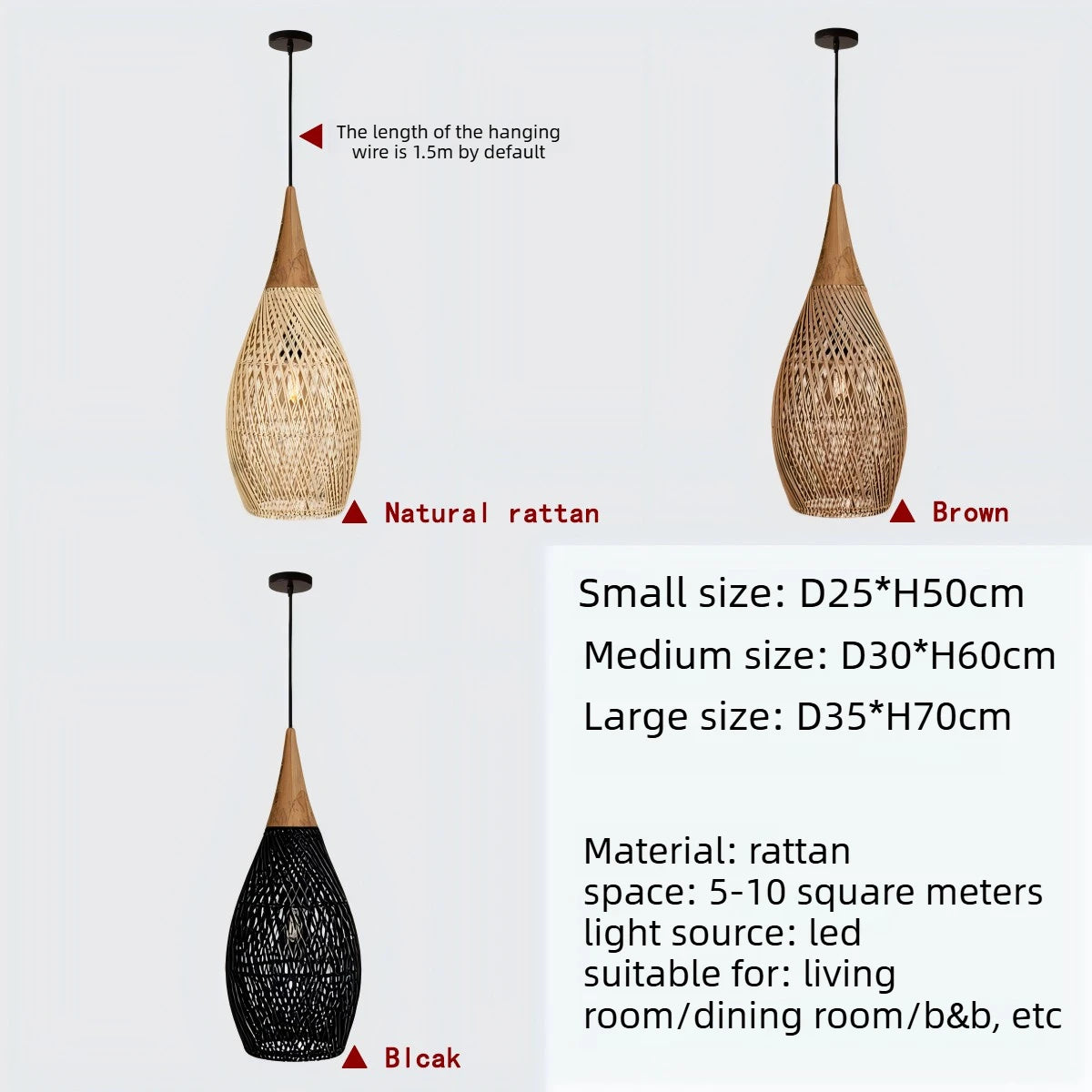 Sophie Wabi Sabi Rattan Pendelleuchte E27 Boho Esszimmerleuchte