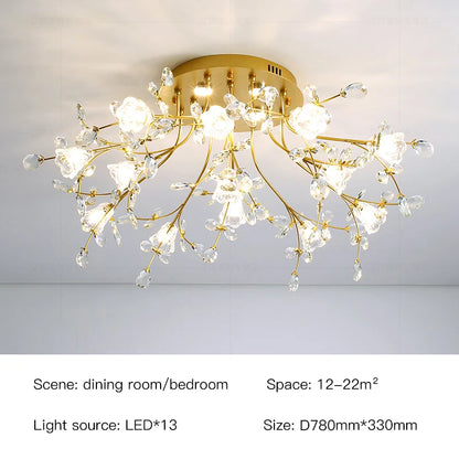 Eléonore Gold Crystal Branch Tree Ceiling Light