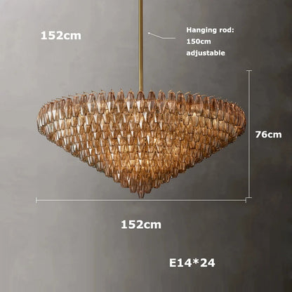 Retro Champagner Pendelleuchte für große Wohnzimmerbeleuchtung
