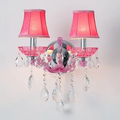 Europäische Kinderzimmer Schlafzimmer Wandlampen Prinzessin Warme Rosa Kristall Leuchte Wohnzimmer Hintergrund Wand LED-Leuchten Lampen