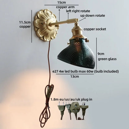 Isabelle Glasblume Messing Wandleuchte
