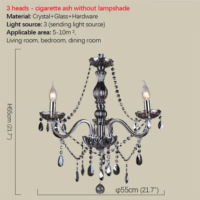 ELARA Europäische Luxus Kristall Pendelleuchte Rauchgrau Wohnzimmer Restaurant Schlafzimmer Villa Hotel Western Restaurant Kronleuchter