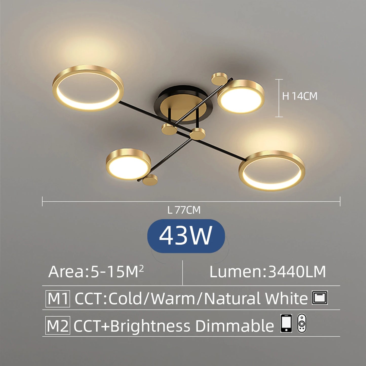 Auriane Nordic Gold Schwarz LED Deckenpendelleuchte