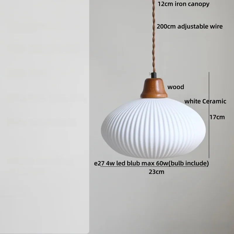 Élise Rose Blumen Keramik LED Pendelleuchte Nordisches Holz