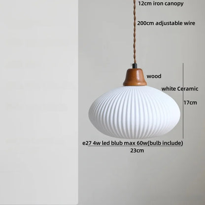 Élise Rose Blumen Keramik LED Pendelleuchte Nordisches Holz