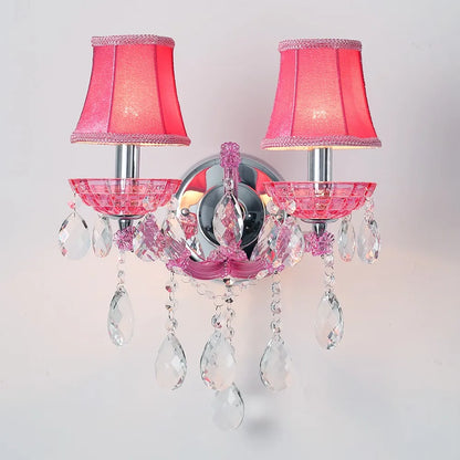 Europäische Kinderzimmer Schlafzimmer Wandlampen Prinzessin Warme Rosa Kristall Leuchte Wohnzimmer Hintergrund Wand LED-Leuchten Lampen