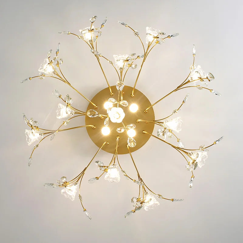 Eléonore Gold Crystal Branch Tree Ceiling Light