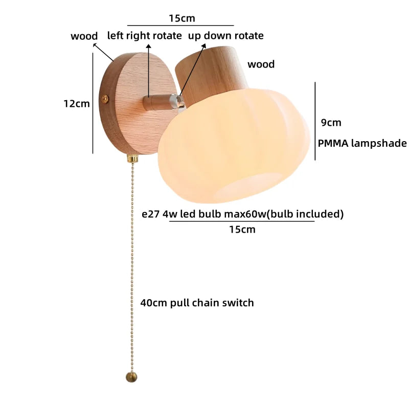Chloé Ceramic Wall Light with Wood Accent