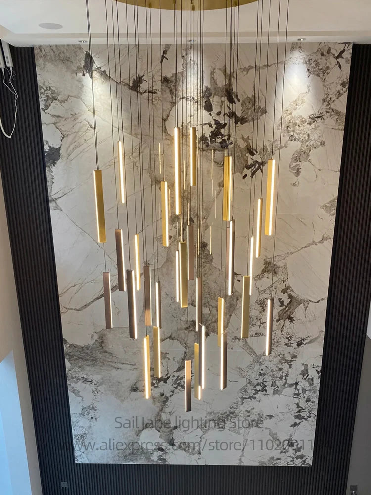 Élise Nordic Square LED Treppenhaus Pendelleuchte Kronleuchter