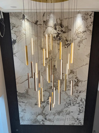 Élise Nordic Square LED Treppenhaus Pendelleuchte Kronleuchter