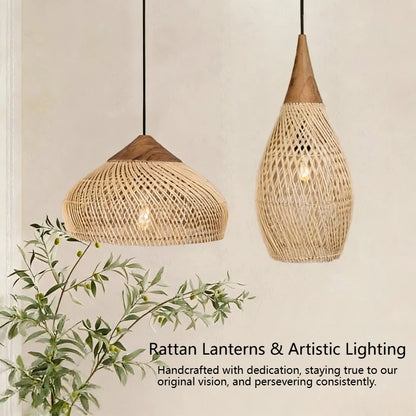 Sophie Wabi Sabi Rattan Pendelleuchte E27 Boho Esszimmerleuchte